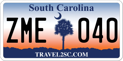 SC license plate ZME040