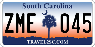 SC license plate ZME045