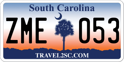 SC license plate ZME053
