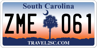 SC license plate ZME061