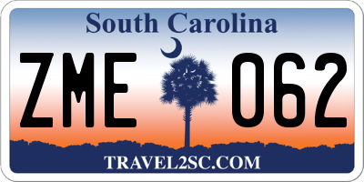 SC license plate ZME062
