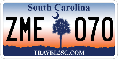 SC license plate ZME070