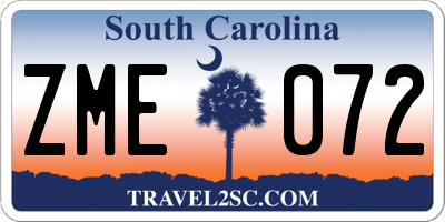 SC license plate ZME072