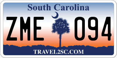 SC license plate ZME094