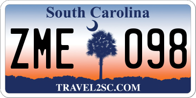 SC license plate ZME098