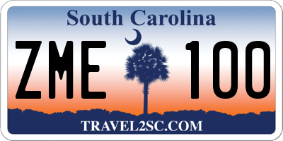 SC license plate ZME100