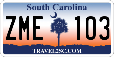 SC license plate ZME103