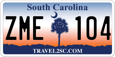 SC license plate ZME104