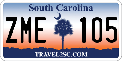 SC license plate ZME105