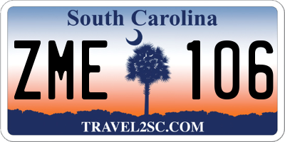 SC license plate ZME106