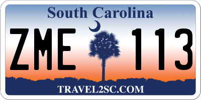 SC license plate ZME113