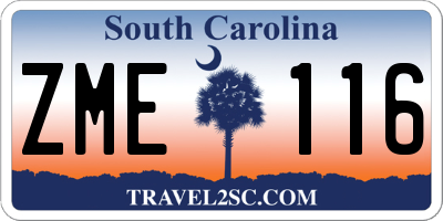SC license plate ZME116