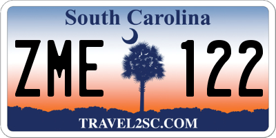 SC license plate ZME122