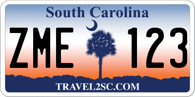 SC license plate ZME123
