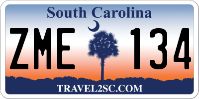 SC license plate ZME134