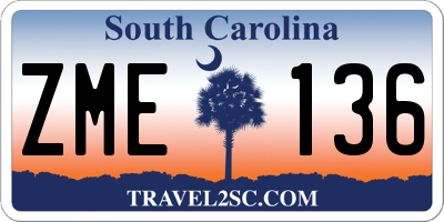SC license plate ZME136