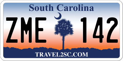 SC license plate ZME142