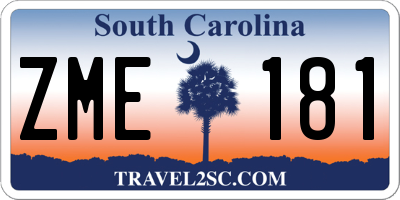 SC license plate ZME181