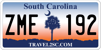 SC license plate ZME192