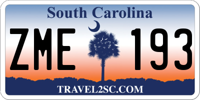 SC license plate ZME193