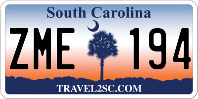 SC license plate ZME194