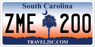 SC license plate ZME200