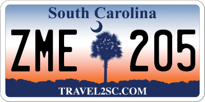 SC license plate ZME205