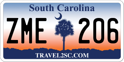 SC license plate ZME206