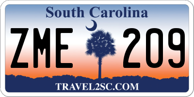 SC license plate ZME209
