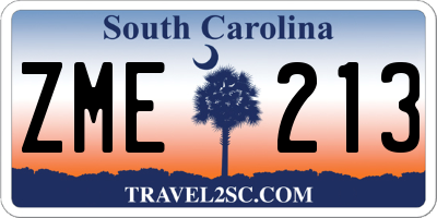 SC license plate ZME213