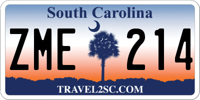 SC license plate ZME214