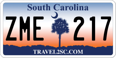 SC license plate ZME217
