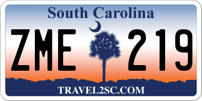 SC license plate ZME219