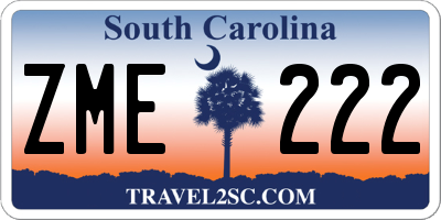 SC license plate ZME222