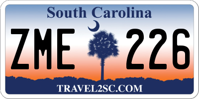 SC license plate ZME226