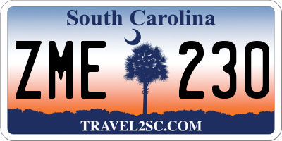 SC license plate ZME230