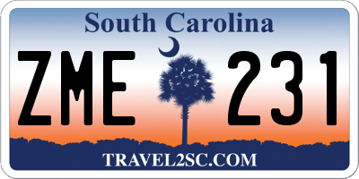 SC license plate ZME231