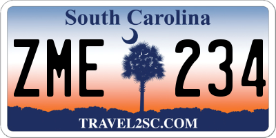 SC license plate ZME234