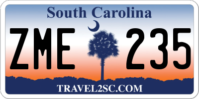 SC license plate ZME235