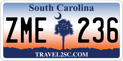 SC license plate ZME236