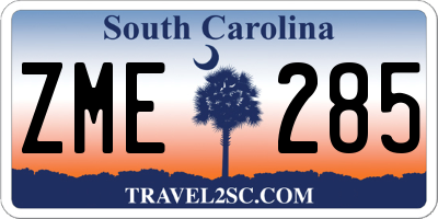 SC license plate ZME285
