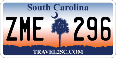 SC license plate ZME296