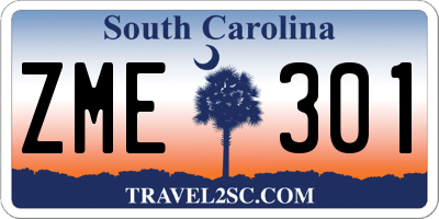 SC license plate ZME301