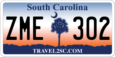 SC license plate ZME302