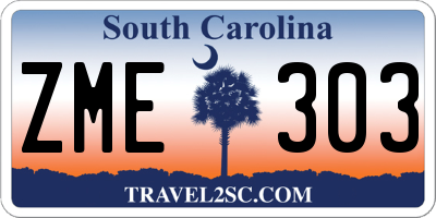 SC license plate ZME303