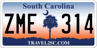 SC license plate ZME314