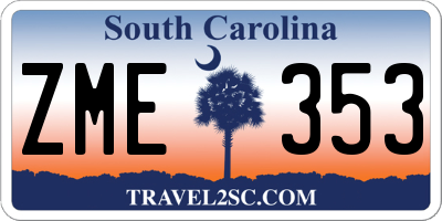 SC license plate ZME353
