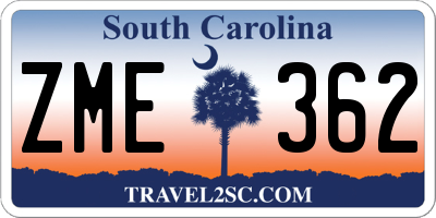 SC license plate ZME362