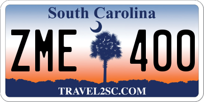 SC license plate ZME400