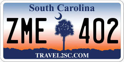 SC license plate ZME402